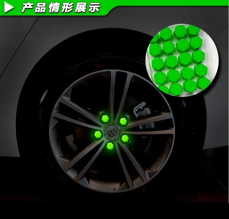 Тафты 20 шт Автомобили со светящимися колесный винт колпачок силиконовые шины гайка пылезащитный анти покрытие ржавчины 17 мм 19 мм 21 мм