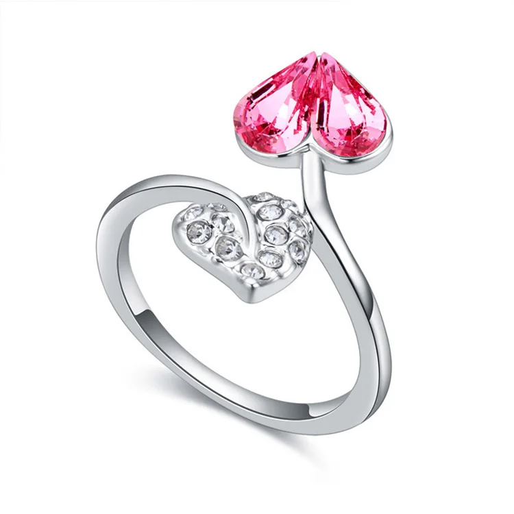Special Fashion Silver Heart Crystal Love Rings for Women Vintage Ring
