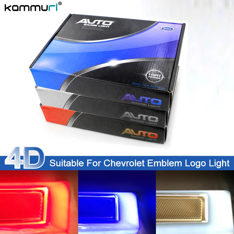 

KAMMURI Car Styling 4D Cold Light Rear Emblem Logo Light for chevrolet captiva aveo lacetti spark cruze niva Badge Logo Lights