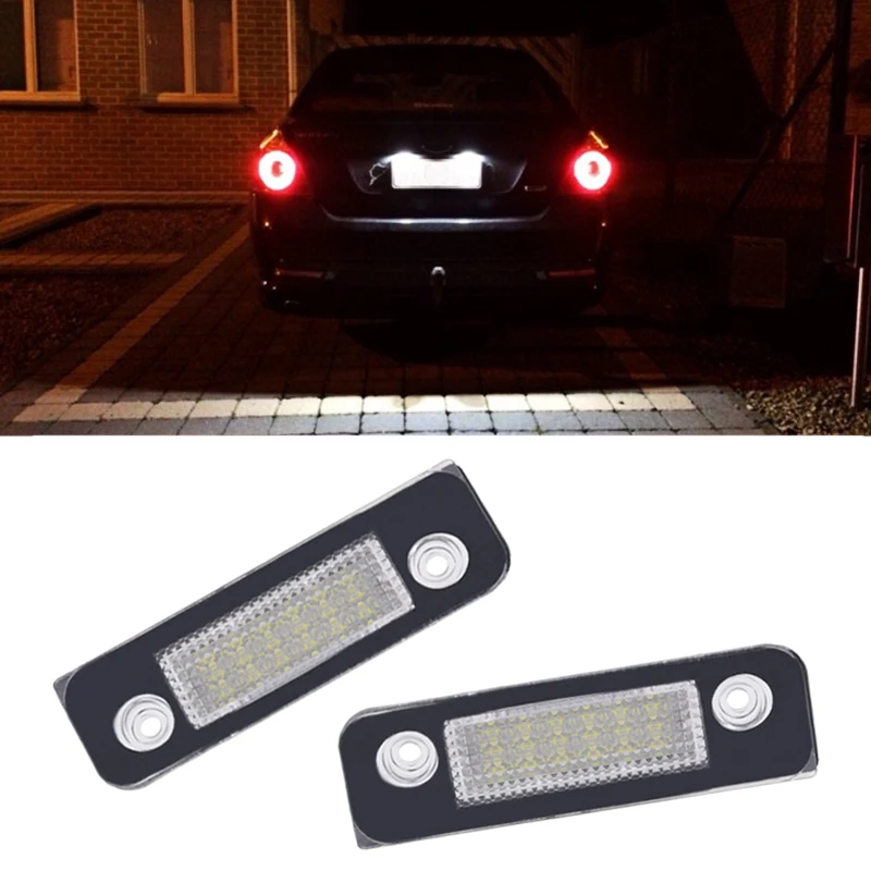 

2pcs/1pair 12V 18LED White 6000k License Plate Light Lamps For Ford Fusion Fiesta Mondeo Error Free License Lights for Ford