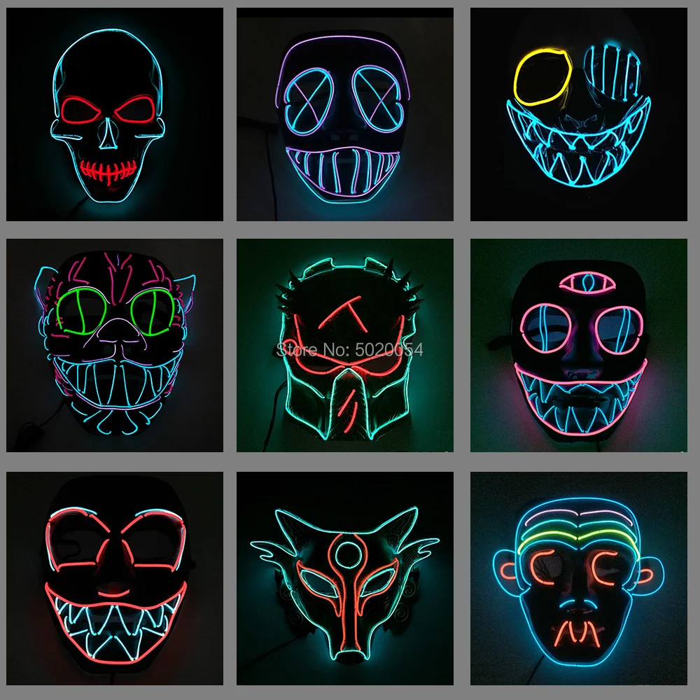 

Hot Sales Cospaly Props Cat King EL Mask Carnival Night Face Glowing Mask Neon Led Light Up Mask For Halloween