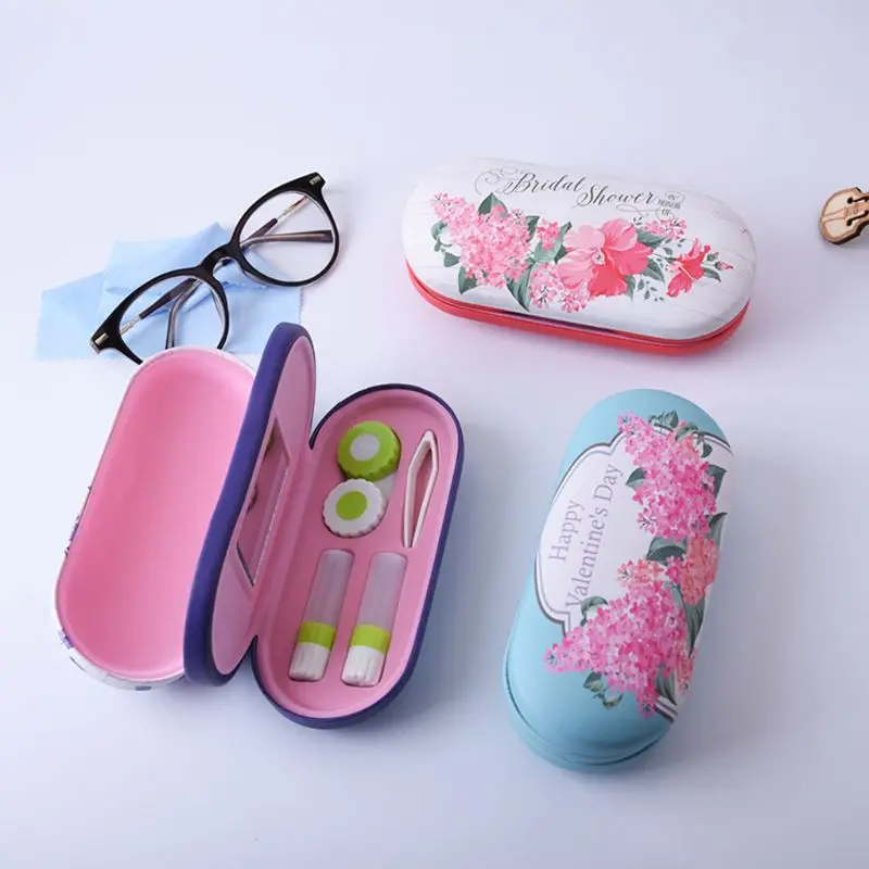 

Glasses Case Handmade Double Layer Box Chinese Style Printing Design Multi-purpose Contact Lens Beautify Cases