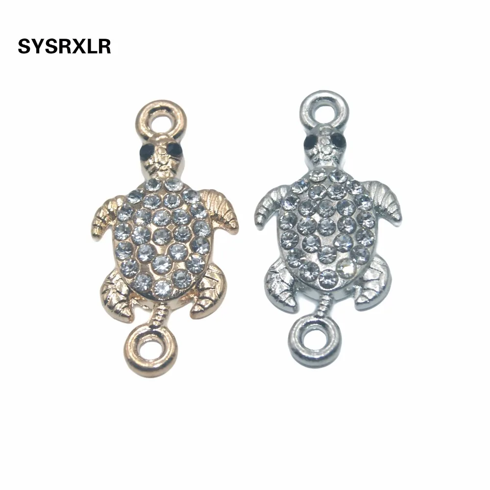 

10 PCS Rose Gold/Sliver Charm Crystal Tortoise Connector For Jewelry Making Earrings Accessories Findings DIY Bracelet Necklace