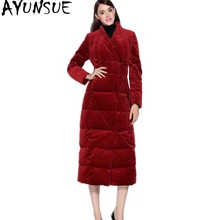 AYUNSUE, женский пуховик, тонкий, X-long, пальто, женская куртка, тафта, зимний, теплый, утиный пух, куртки, верхняя одежда, doudoune femme YR16032