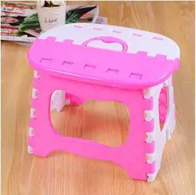 Aprince Children Stool Taburete Step Outdoor Portable Folding Stool Portable Bathroom Small Bench Color Matching Plastic Stool - Цвет: Pink