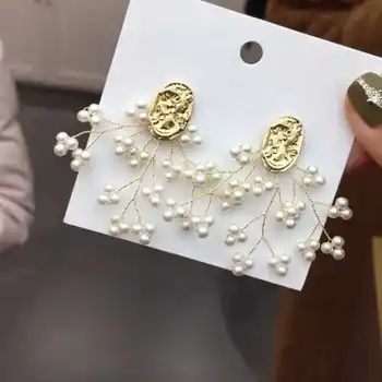 

Korea East Gate Super Fairy Pearl Earrings Goddess of Temperament Liusu Earrings