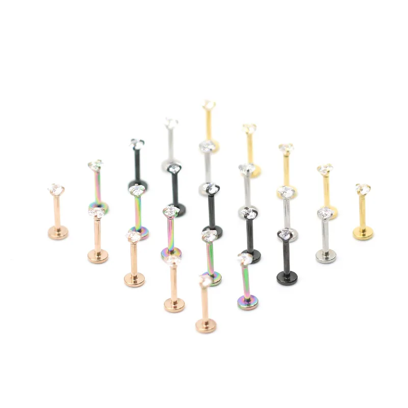 

1PC Steel Round Crystal Monore Rings Lip Piercings Heart Star Orelha Cartilage Ear Helix Stud Tragus Barbell Piercings Jewelry