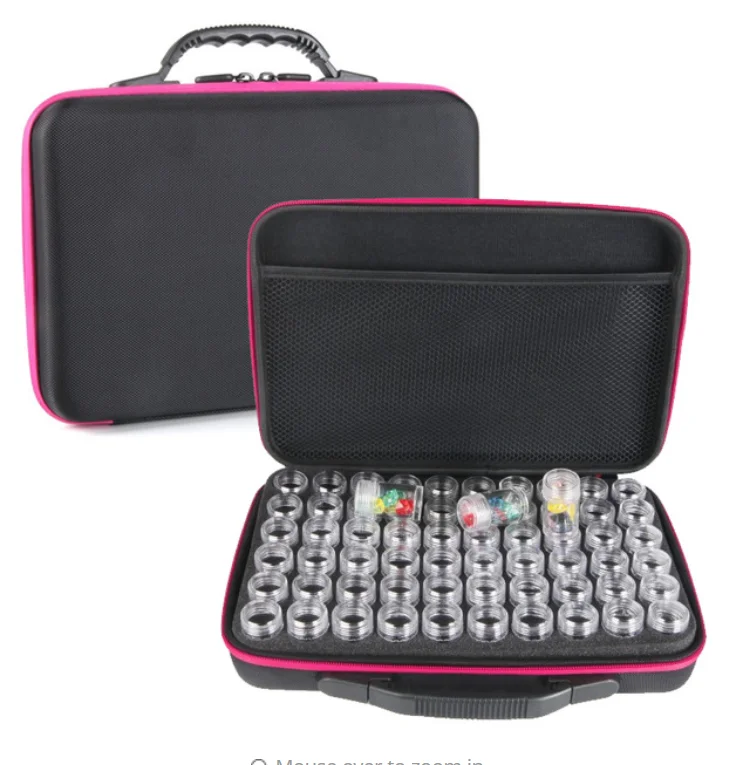 60 Bottles Diamond Painting Cross Stitch Storage Box Beads Container Carry Case Embroidery Hand Bag Zipper Shockproof | Дом и сад