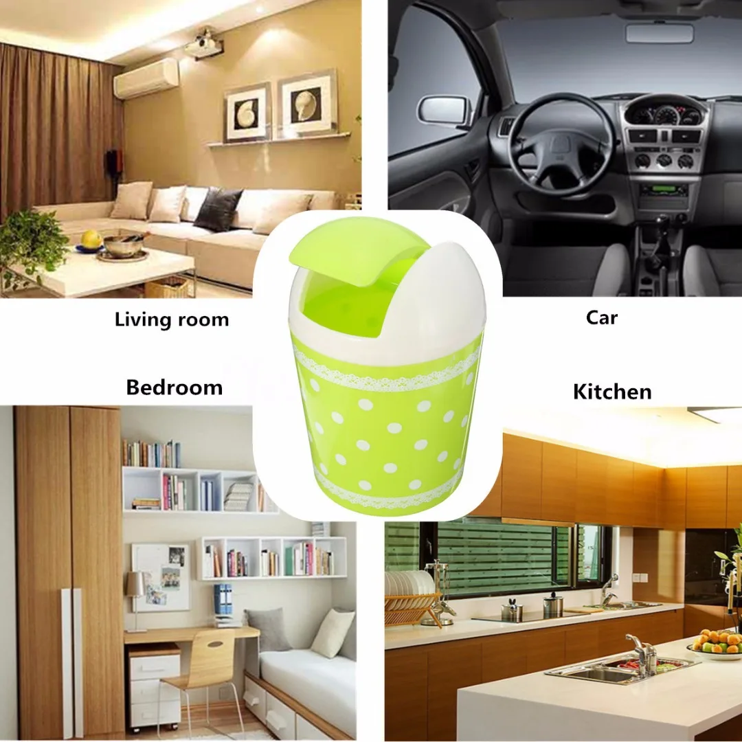 1pc PP Mini Plastic Car Table Dustbin Trash Can Waste Container Rubbish Bin Box Basket