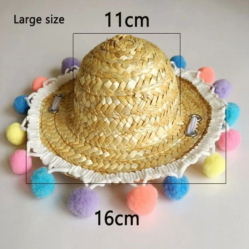 Straw Hat Dog Cap For Dog Hats For Cats Hundehut Mexican Hat Puppy Supplies Hawaii Style Pet Accessories Fashion Cats Caps - Цвет: C