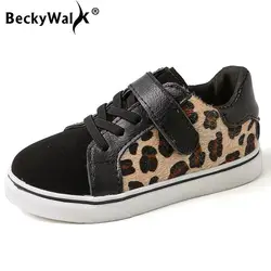 BeckyWalk/Детские кроссовки с леопардовым принтом; сезон весна-осень; повседневная детская обувь; спортивная обувь для мальчиков; прогулочная