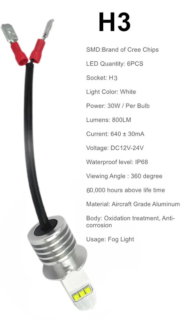Feixe de Luz de Nevoeiro Luz de Condução Wljh Carro h3 Levou Lâmpada Automóvel Daytime Running Luz Drl Farol Baixo 12 v 24 2x 800lm 30 w 5 2x WLJH 800LM 30 W Carro H3