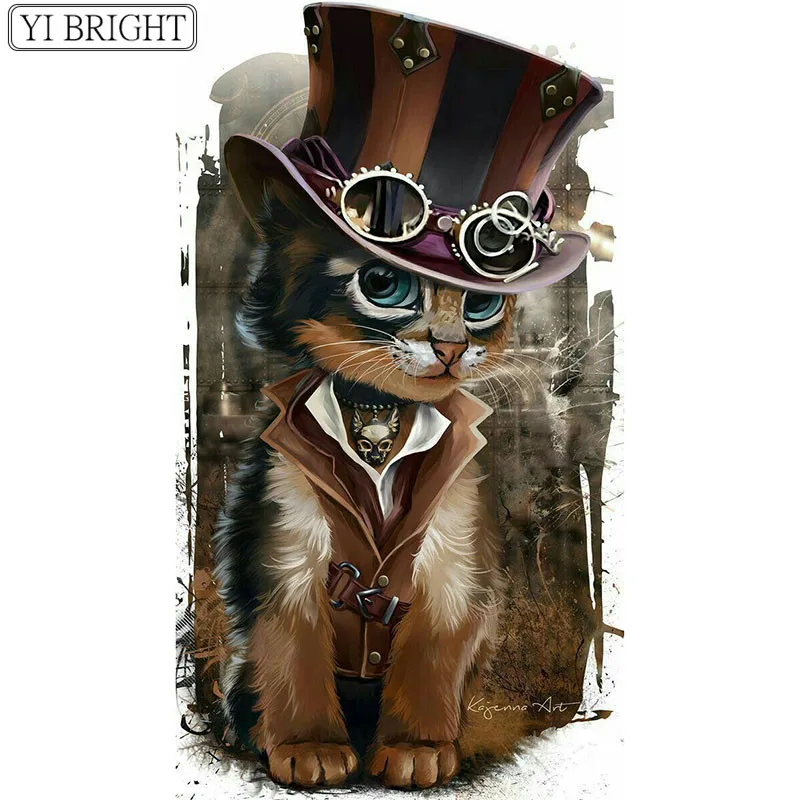 

Full Square/Round drill Diamond painting "Cat wearing a hat" 5D DIY Diamond embroidery Cross stitch Diamond mosaic Rhinestone