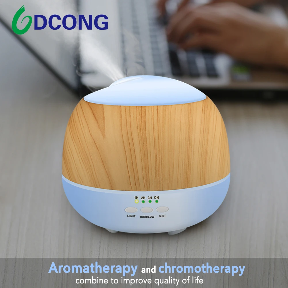 

DCONG Aroma Diffuser With LED Color Changing Diffusore Oli Essenziali Mist Maker 500ml Wood Grain Humidifier