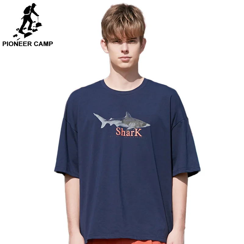 Pioneer Camp модная мужская футболка Летняя с принтом акулы хлопковая уличная в стиле