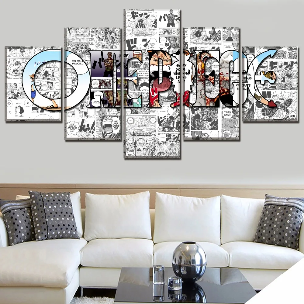 

Modern Artwork Top-Rated Canvas Print Painting 5 Pieces Anime One Piece Artistic Poster Logo Picture Wall Art Home Decorative