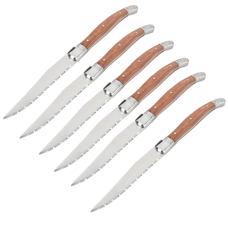 

9'' Stainless steel Laguiole Style Steak Knives Wood Cutlery Solid Rosewood Table Knife Wooden Japanese Dinnerware 2/4/6pcs