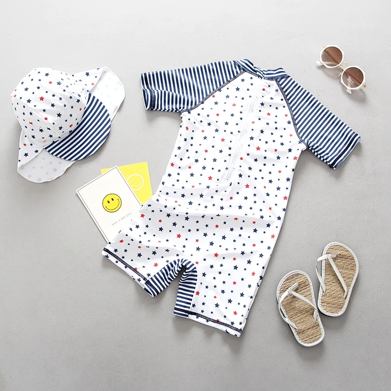 White Swimsuits for Girls Princess Swimwear Summer Beach Bathing Suit Baby Swimsuit Stars Print Allover One Piece Swimming Suits