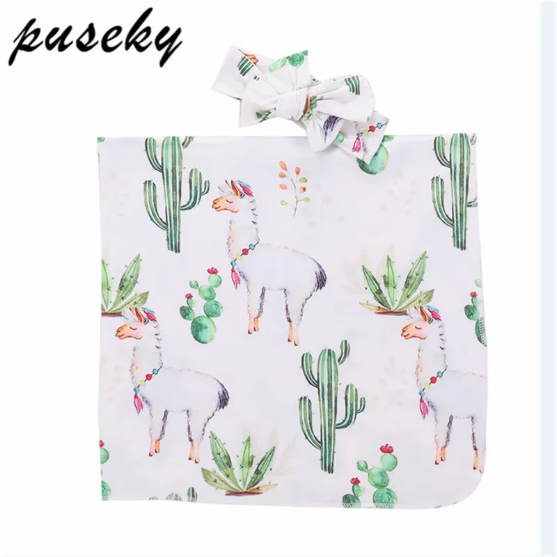 

Puseky 2Pcs Muslin baby Swaddle blanket Baby Swaddle+Headband Newborn Baby Bath Towel Swaddle Blankets Multi Functions Baby Wrap