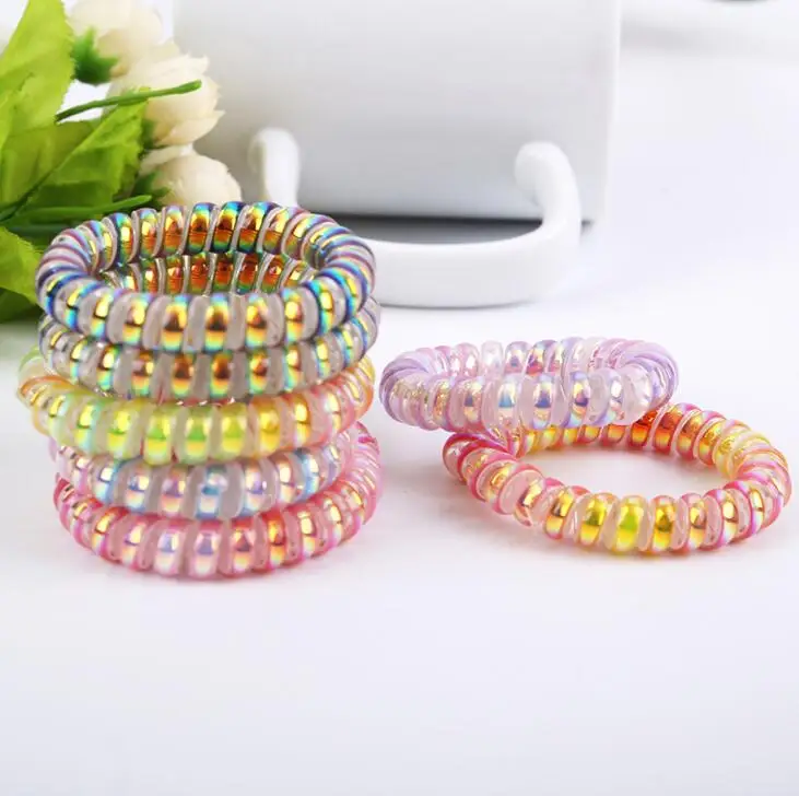 

5 PCS Magic Color Telephone Wire Elastic Hair Bands Rope Gum Hair Ring Spiral Rubber Bands Hair Accessories For Women Girl