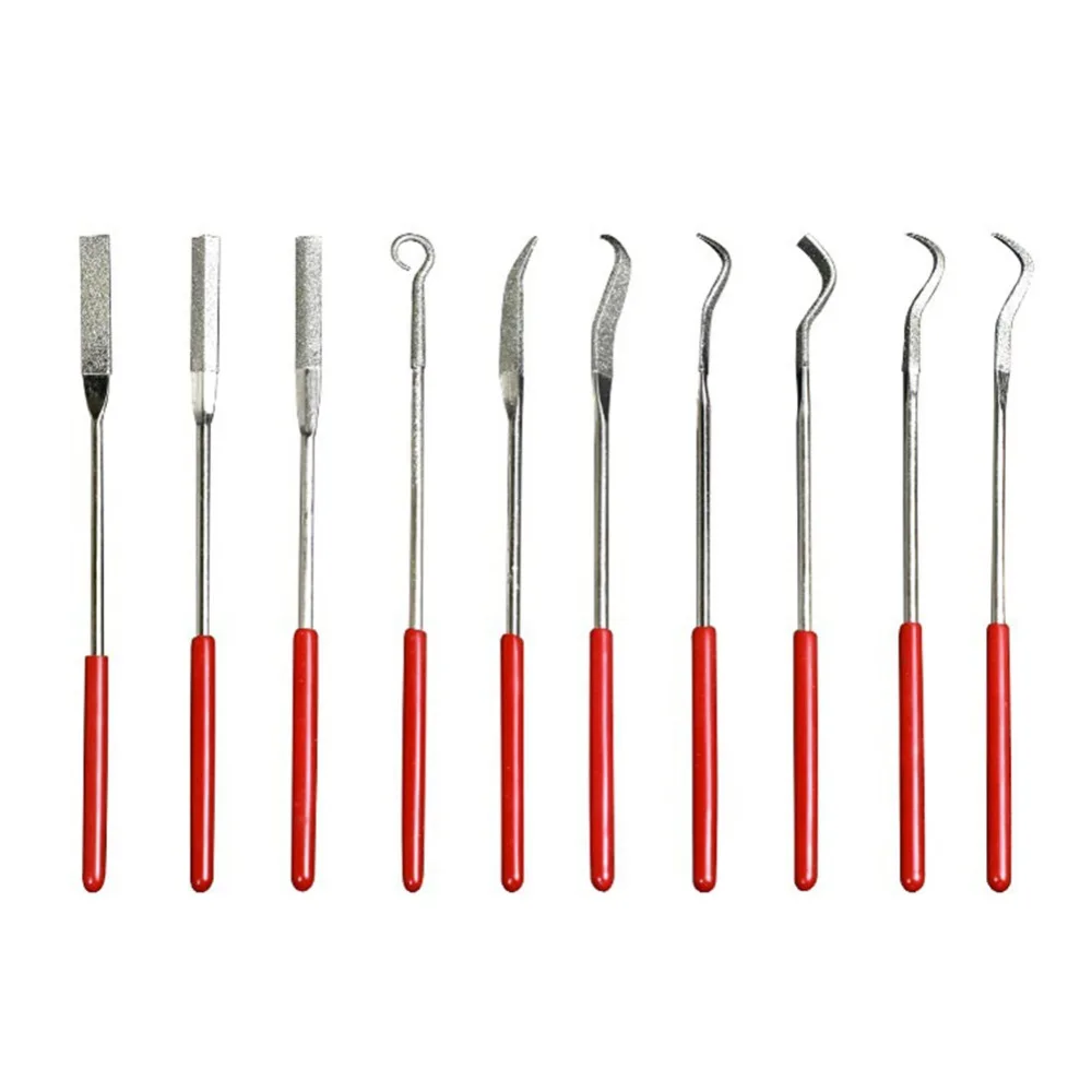 

10Pcs Diamond Coated Mini Riffler Files Set Bent Curved Needle Files for Jewelers Ceramic Glass Metal Wood Carving Craft Tools