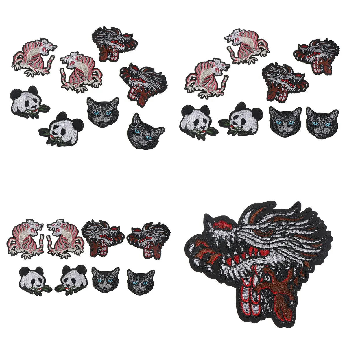 embroidery cloth paste dress patch hole with DIY adhesive materials Lion panda leopard animal wolf badge | Дом и сад