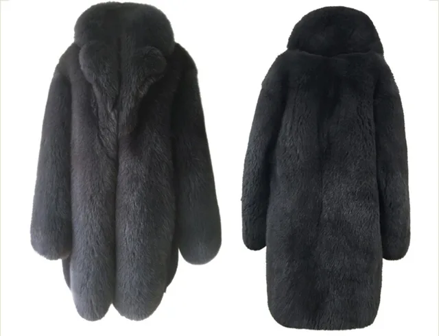 Wholeskin Fox Fur Coats Warm Thick Fur Jackets Winter Overcoats