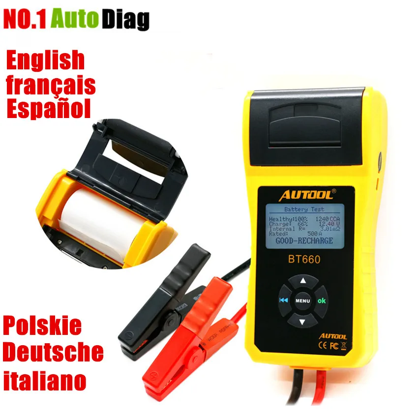 Prix pour Nouvelle Arrivée AUTOOL 12 V Testeur De Charge De Batterie De Voiture avec imprimante BT660/Multi-langue Numérique automobile testeur de batterie CCA100-3000 Prix pour Nouvelle Arrivée AUTOOL 12 V Testeur De Charge De Batterie De Voiture avec imprimante BT660/Multi-langue Numérique automobile testeur de batterie CCA100-3000