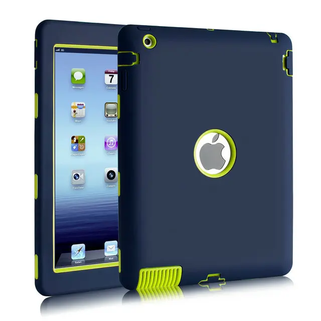 Для Apple iPad 2 iPad 3 iPad 4 Чехол Amor чехол сверхпрочный Силиконовый противоударный защитный чехол для iPad2 3 4 защитная пленка для экрана - Цвет: navy blue green