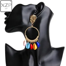 XZP moda mujer za 2019 Puka Natural Shell gota pendientes marfil Color borla Boho verano pendientes colgantes pendientes hechos a mano(China)