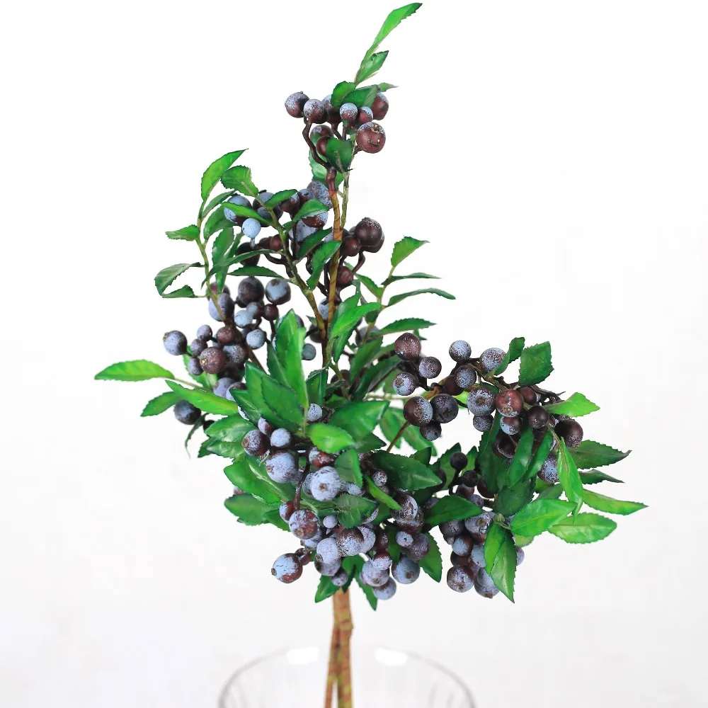 Natural Looking Artificial Faux Fake Textured Laurel Fruit June Berry Fig Branch Twig Leaf Spray Home Decoration | Дом и сад
