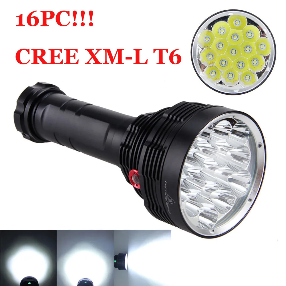 

38000LM 16x XM-L T6 LED Flashlight 3 Mode Torch Light Lamp Waterproof