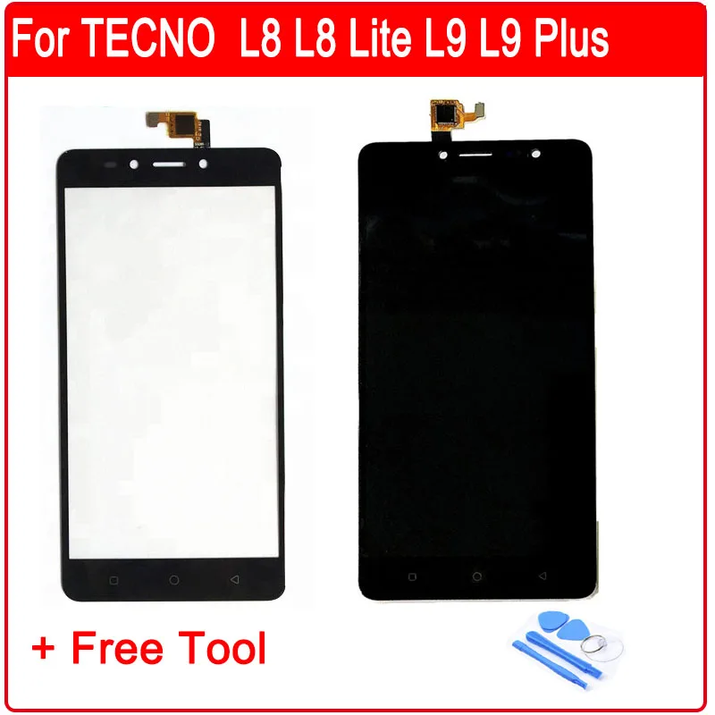 

For TECNO L8 L8 lite L9 L9 Plus Touch Screen Sensor Panel + LCD Display Assembly Replacement Repair+ Free Tools