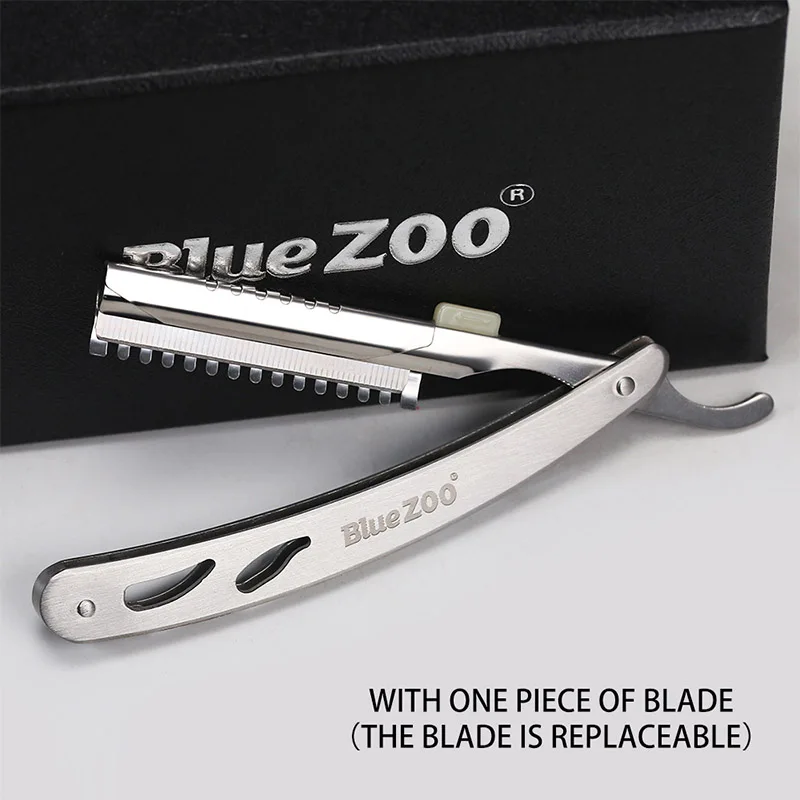 

Blue Zoo 1Pcs Men Straight Barber Edge Razors Folding Shaving Knife Hair Removal Tools Stainless Steel Safety Razor To Shave