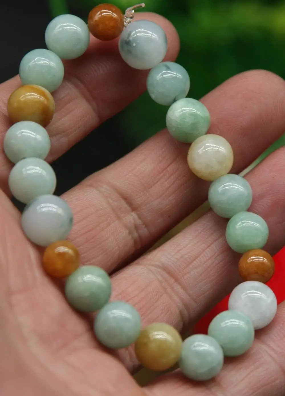 Сертифицированный 3 цвета 100% натуральный нефрит Jadeite браслет из бисера 9 ~ 10