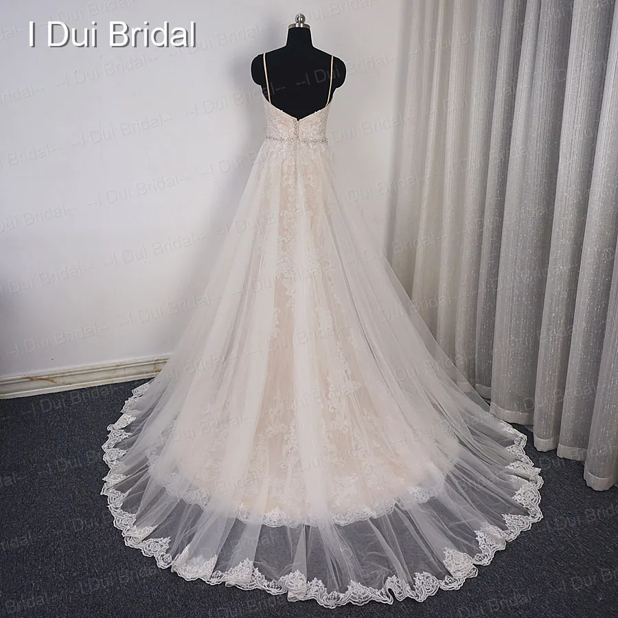 Свадебное платье-футляр с подкладка кремового цвета съемный ремень спагетти Съемная Тюлевая юбка с отверстиями