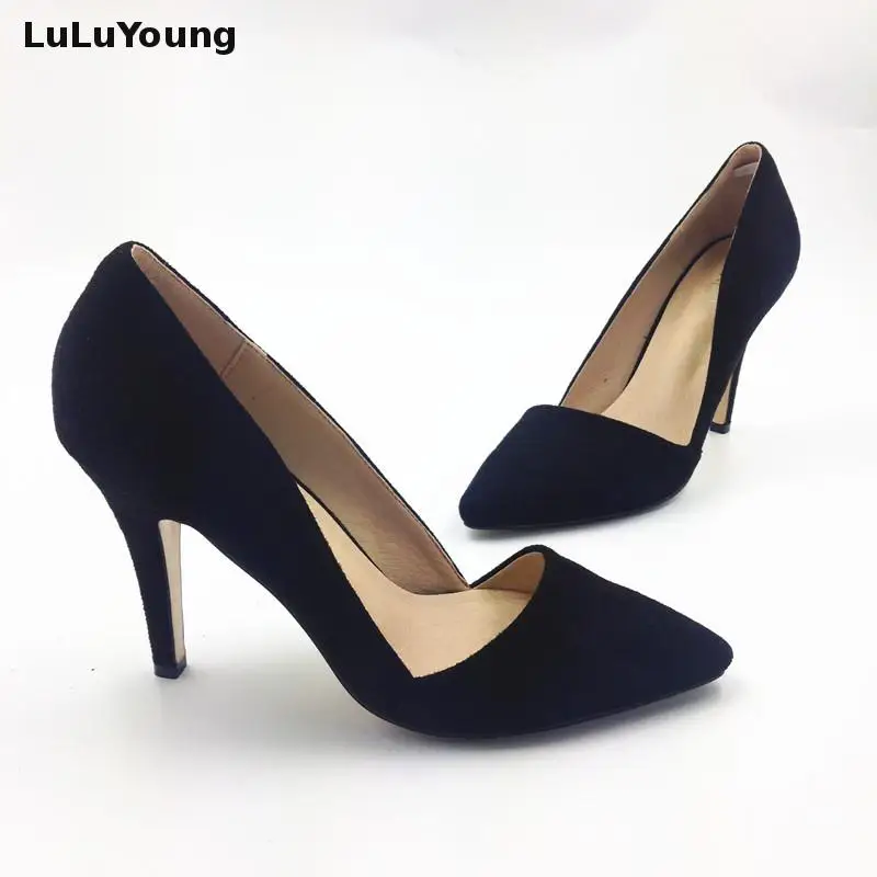 

women's high-heels single shoes pointed toe velvet formal party shoes