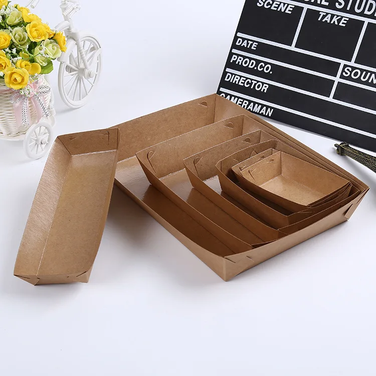 

2018 new 50pcs gift packing boxes food containing box kraft paper box small brown cardboard paper cases take away box for shop