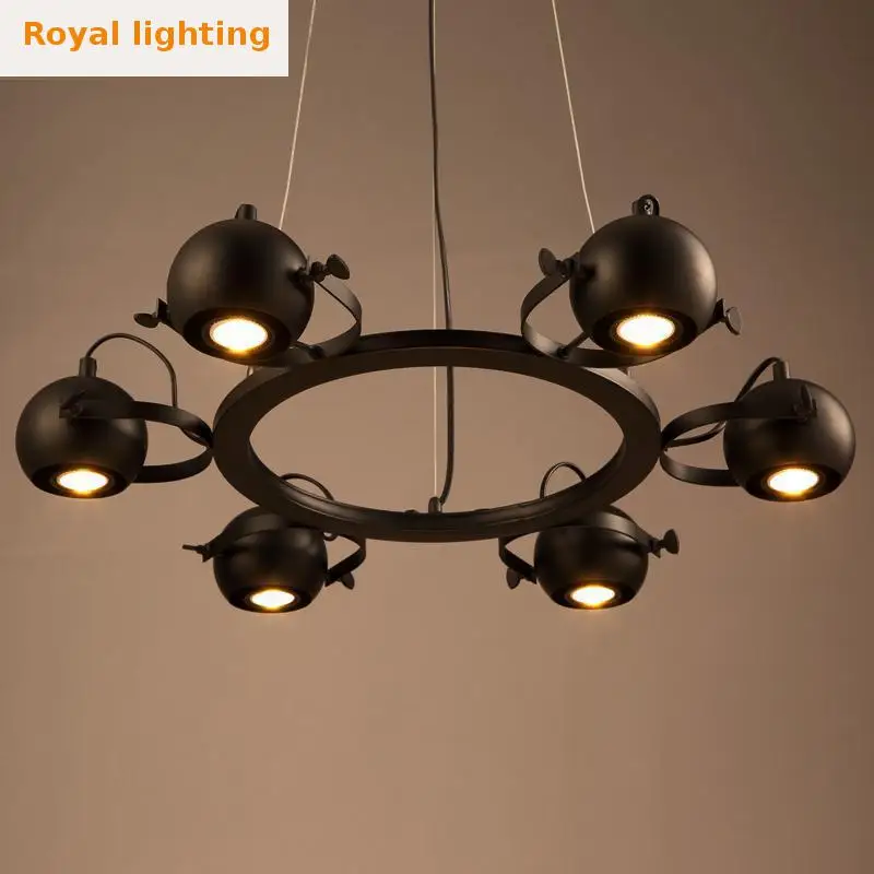 Rustic Globe 3W*6 GU10 Led ball pendant lamp Adjustable Vintage black Cafe light dining room Industrial led Pendientes | Освещение