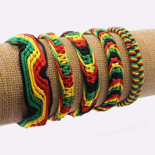 Bracelet brésilien amitié en coton Jamaïque rasta reggae Bob Marley