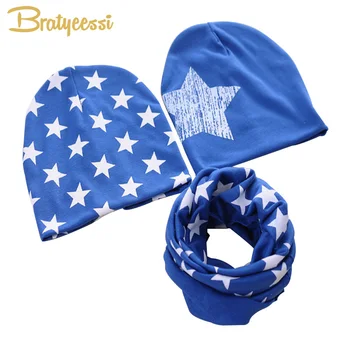 

Stars Cotton Baby Hat O-Ring Scarf 10 Colors Baby Beanie Scarf Set Kids Hat Accessories Baby Cap for Boys Girls Infant Hats