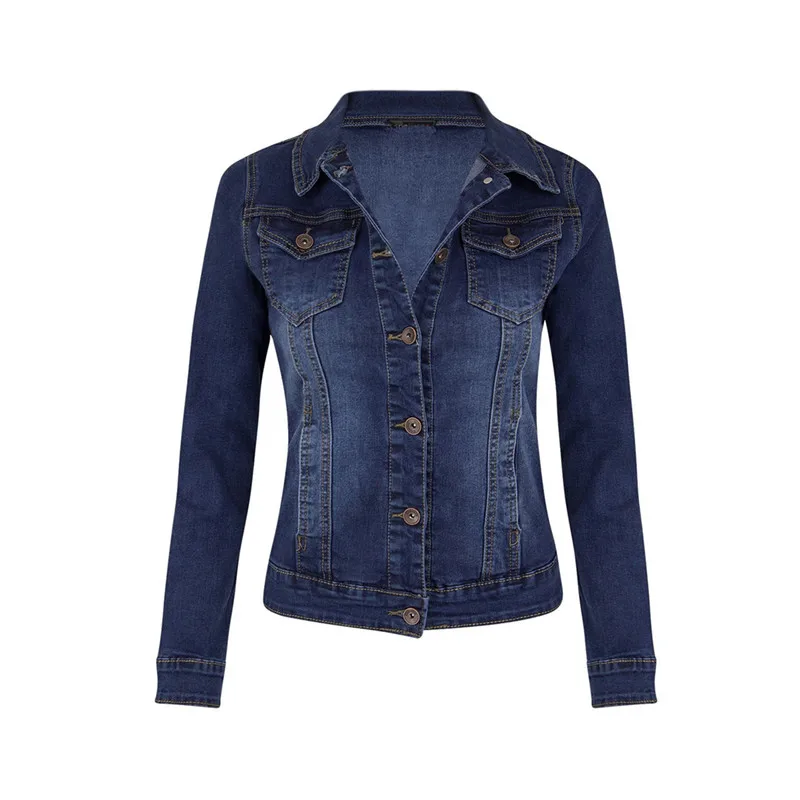 astounding Plus Size Short Denim Jackets Women autumn Wash Long Sleeve Vintage Casual Jean Jacket Bomber Denim