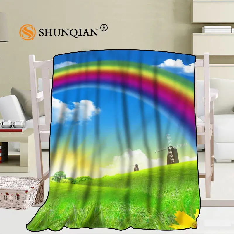 

Custom Rainbow Pattern Blanket Blending Fabric 56x80inch 50X60inch 40X50inch Sofa Bed Throw Blanket Kid Adult Warm Blanket