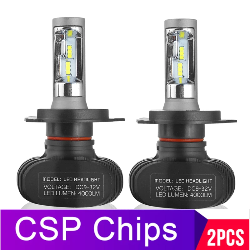 2 шт. H7 светодиодный H4 H1 H11 автомобильный головной светильник лампы S1 CSP Chips H3 H8 H9 HB3