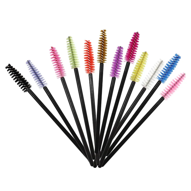 

50 Pcs/Set Six Colors Disposable Mascara Wands Mini Lashes Brushes Mascara Applicator Micro Spoolie Brushes for Eye Lash