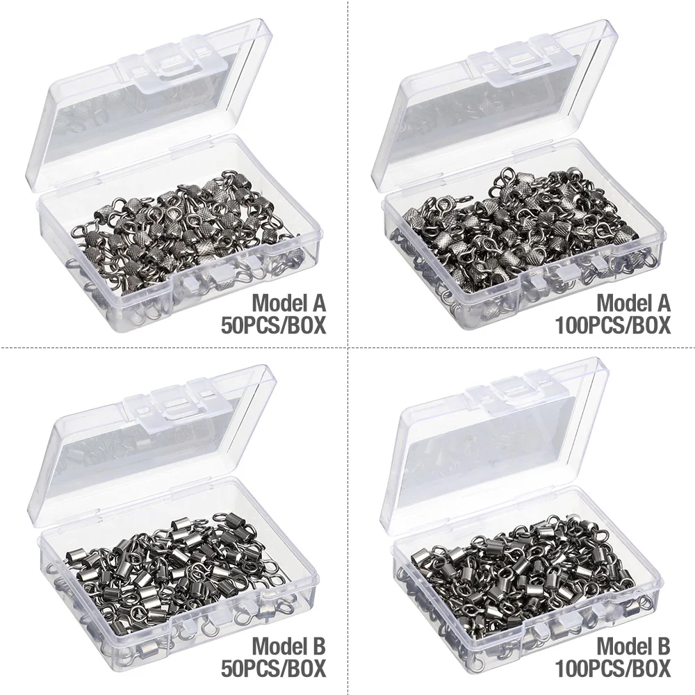 DONQL 50100pcs Barrel Rolling Swivel Fishing Connector 1#-12# Bearing Swivel Solid Rings For Fishhook Fishing Accessories       (1)