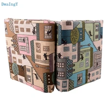 DwaIngY Cat& house, хлопковая льняная ткань для шитья, стеганая, для дивана, занавеса, сумка, подушка, покрытие для мебели, материал полуметра