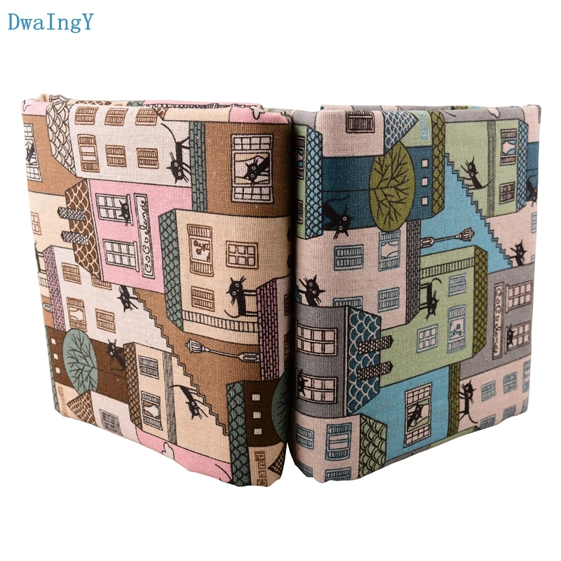 DwaIngY Cat & house хлопчатобумажная льняная ткань для рукоделия шитья стеганых диванов
