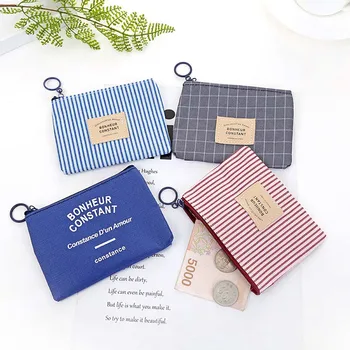 

Mini Purse Pouch Canvas Bag Small Zipper Coin Purse Card Holder Wallet Four Colors Available Unisex Canvas Card Key Purse Bags