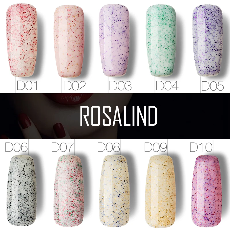 Розалинд гель 1 s P + черный флакон 10 мл Конфеты Bling D01-24 гель лак для ногтей Nail Art УФ светодио дный блеск выдерживает-длительный гель Лаки